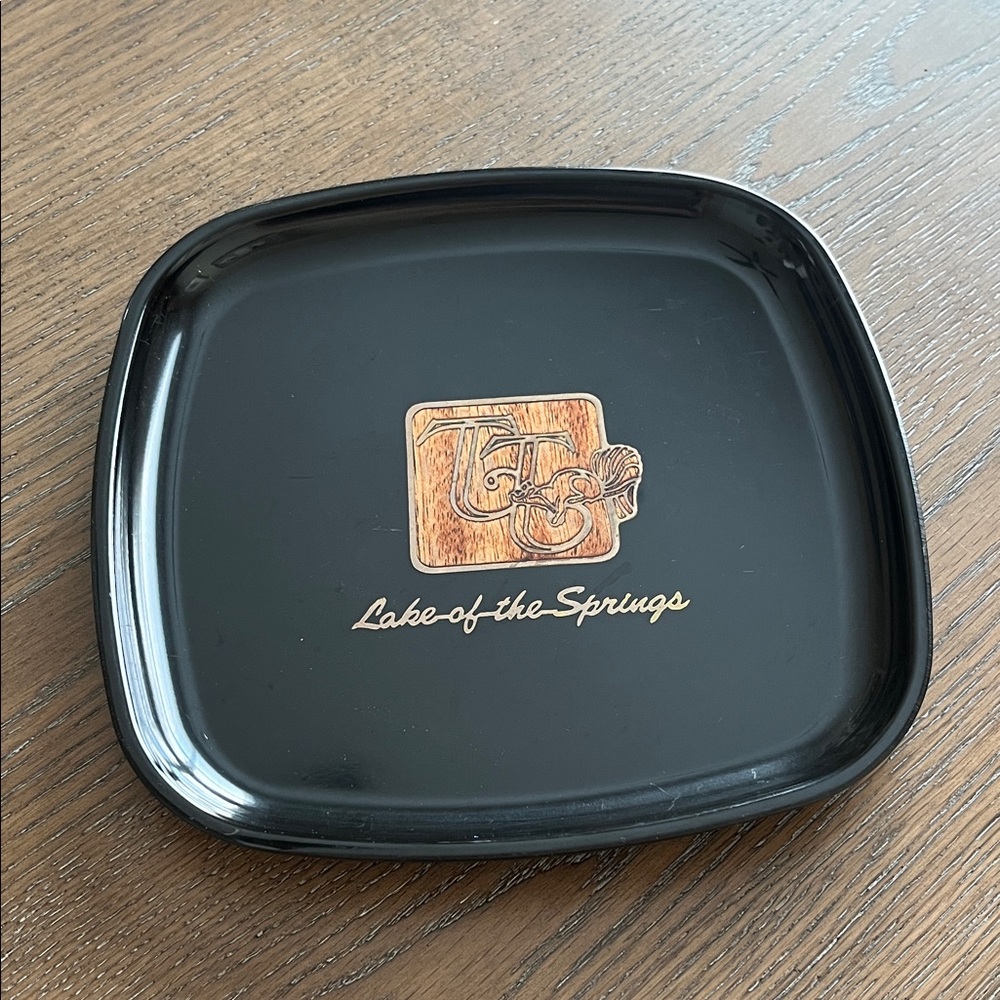 Couroc‎ of Monterrey MCM Black Square Lake of the Springs Souvenir Serving Tray